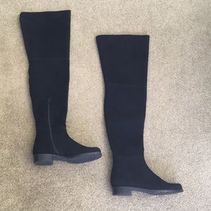 Stuart Weizmann thigh high black suede boots
